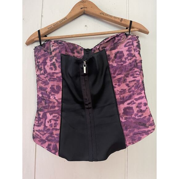 Y2K Bebe Corset Bustier Fairy Goth Cropped Lace Trim Top M - Picture 2 of 8